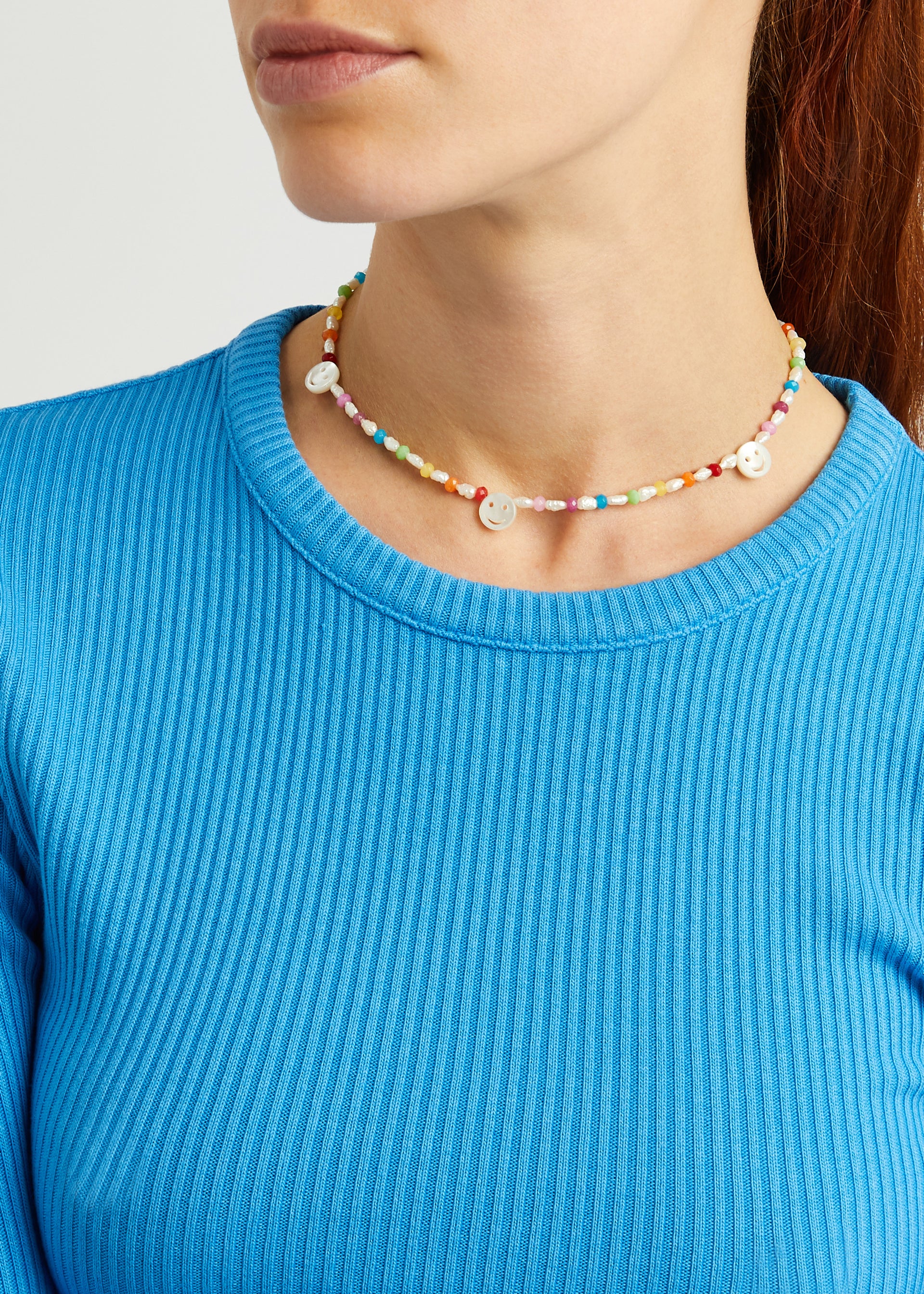 Disco pearl and beaded necklace