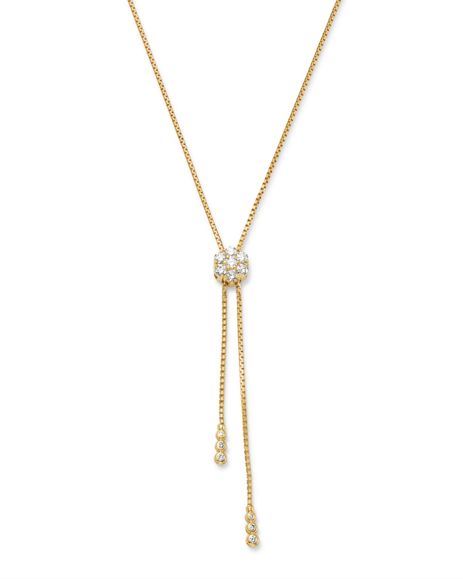 Diamond Flower Bolo Necklace in 14K Yellow Gold, 1.50 ct. t.w. - Exclusive