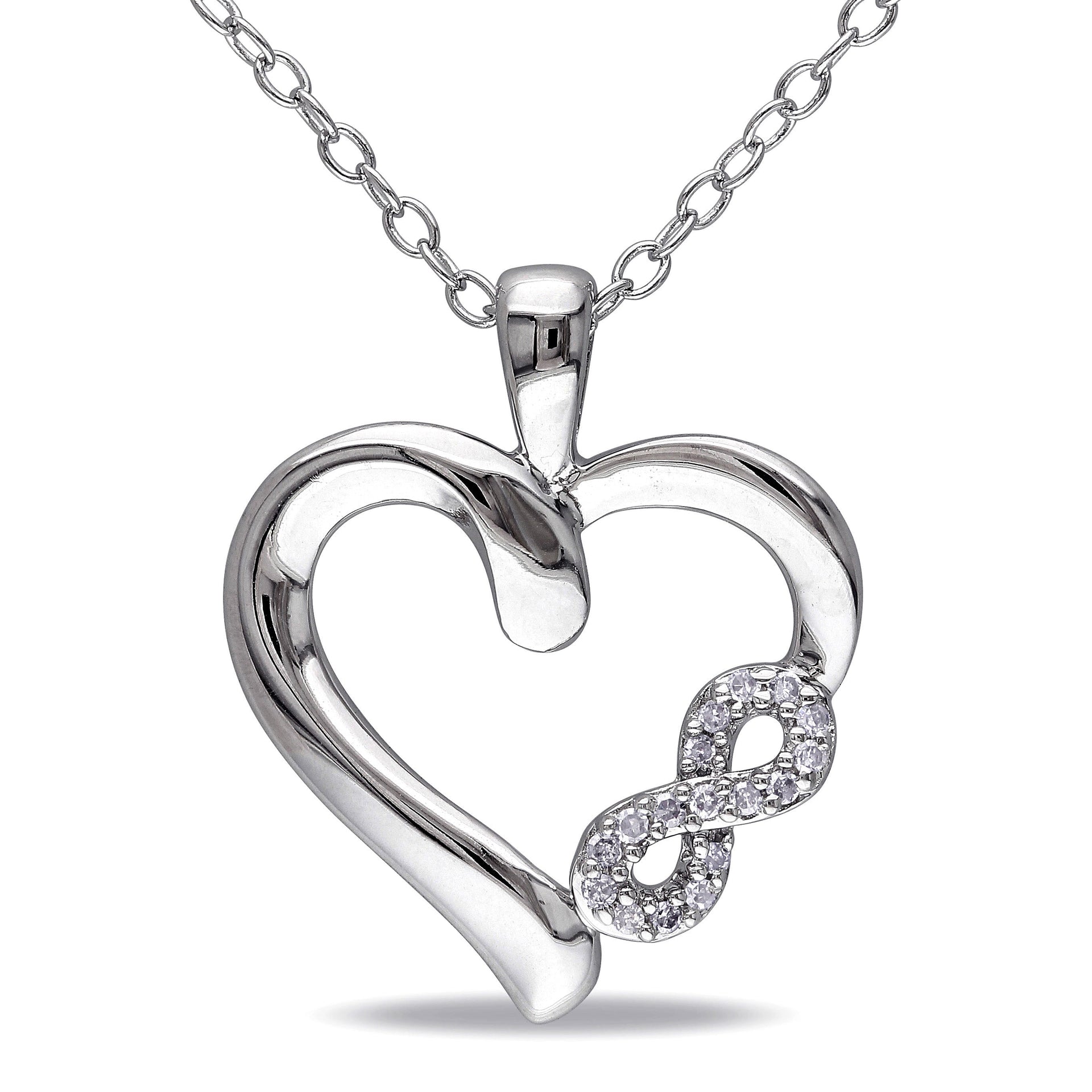 Diamond Infinity Heart Necklace in Sterling Silver