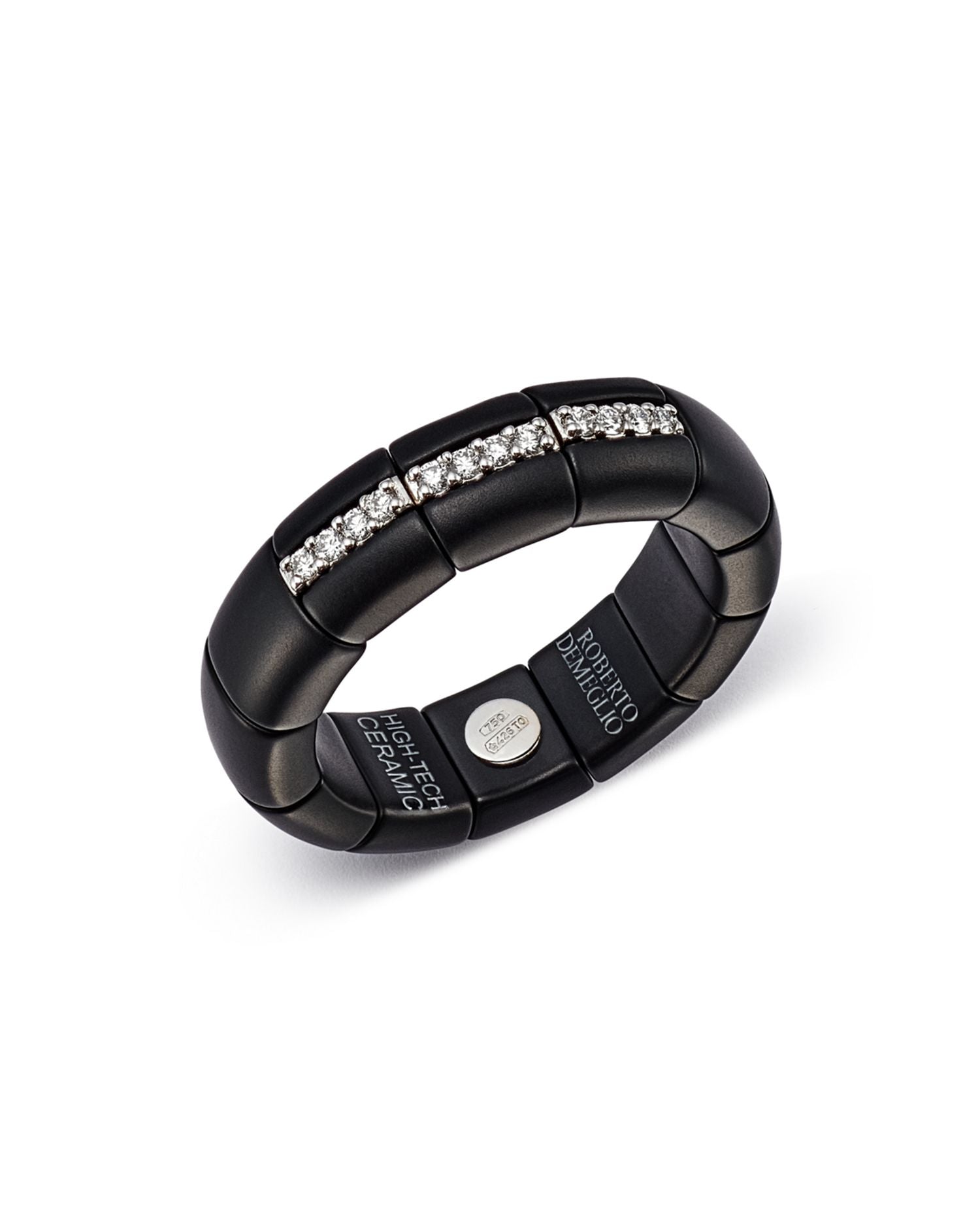 18K White Gold & Matte Black Ceramic Ring with Diamonds