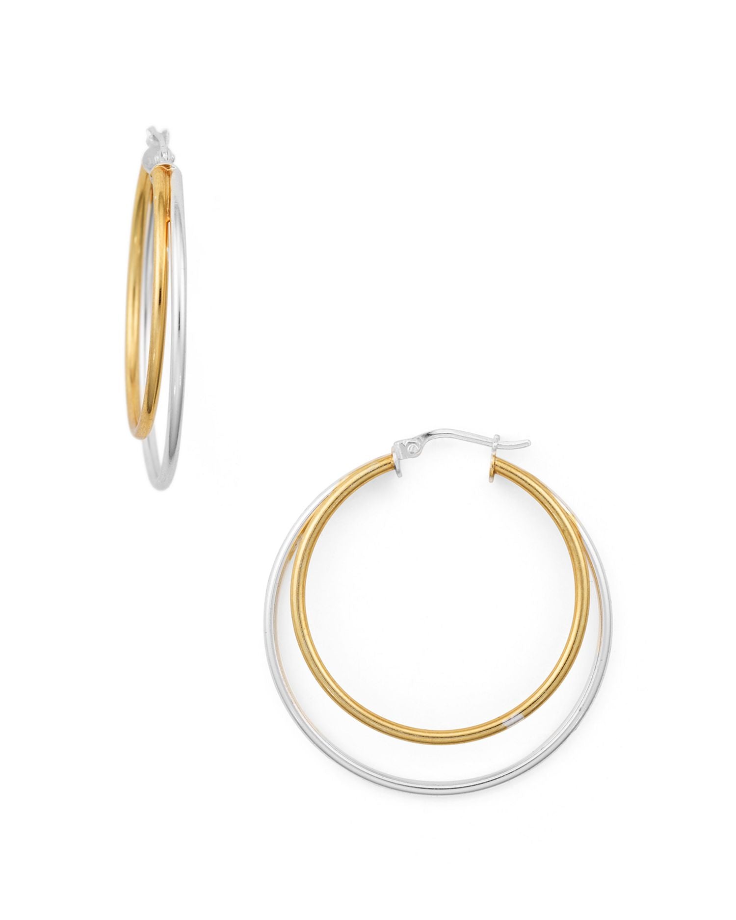 Double Hoop Earrings in 18K Gold-Plated Sterling Silver and Sterling Silver - Exclusive