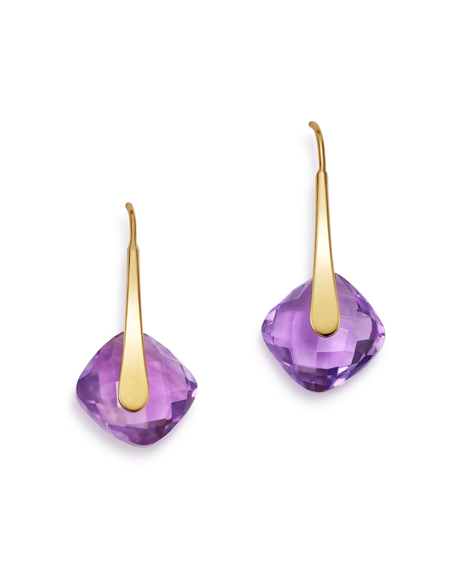 Amethyst Faceted Drop Earrings in 14K Yellow Gold - Exclusive