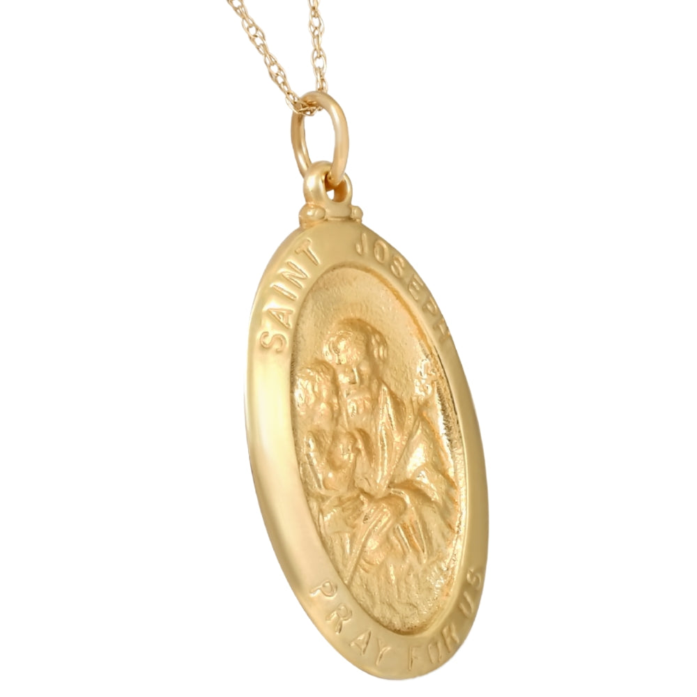 14k Yellow Gold St. Joseph Medal Pendant 1' Tall 3 Grams