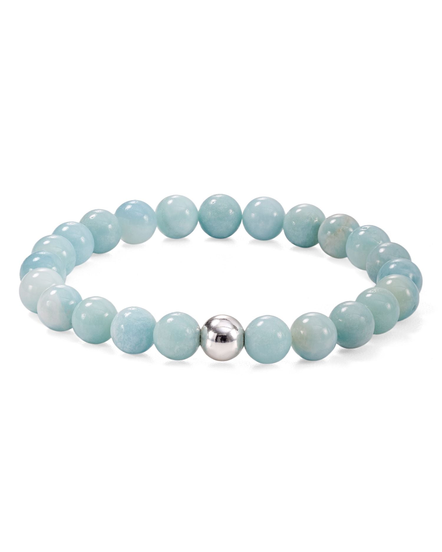 Sterling Silver & Stone Beaded Stretch Bracelet - Exclusive