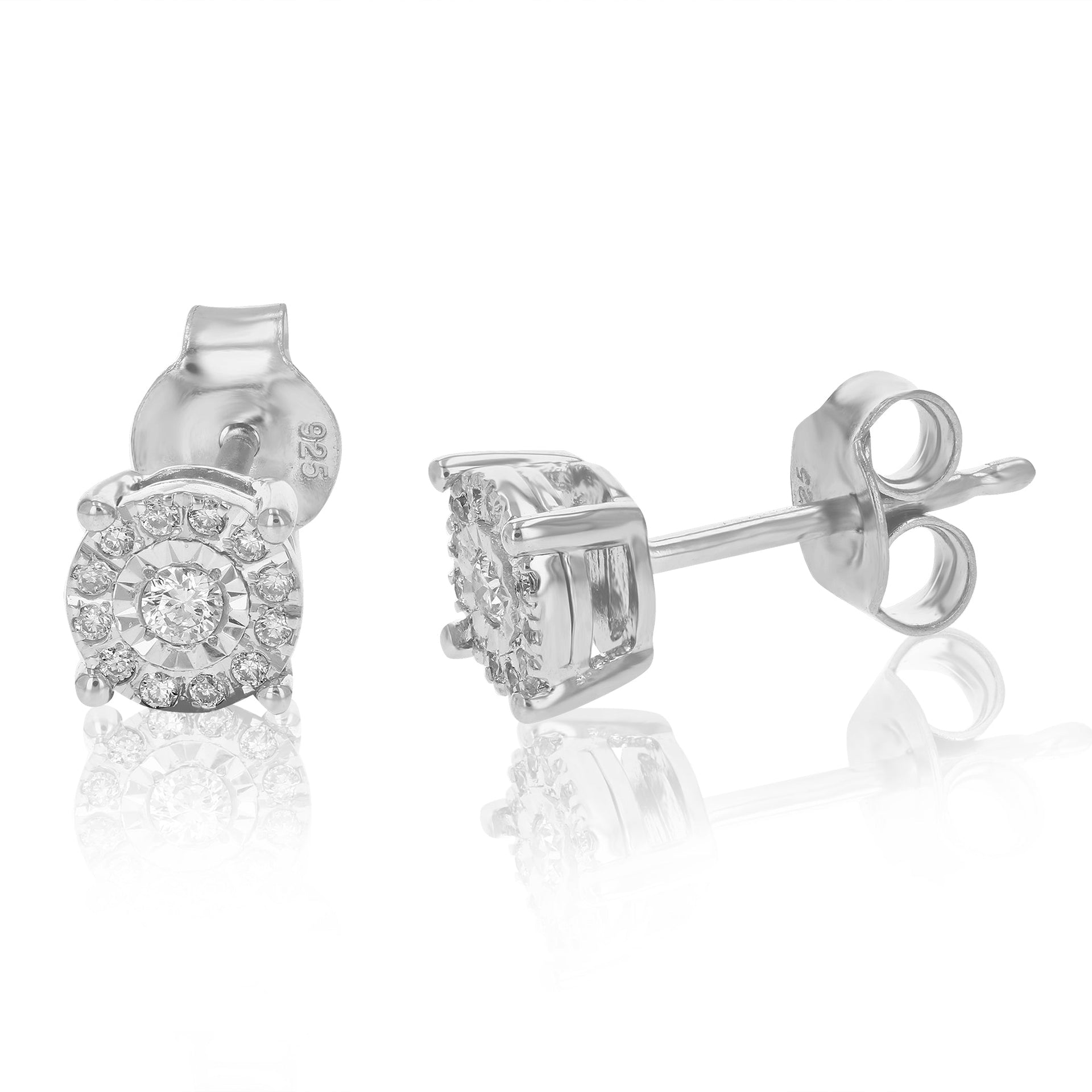 1/6 cttw Round Cut Lab Grown Diamond Stud Earrings Prong Set In 925 Sterling Silver