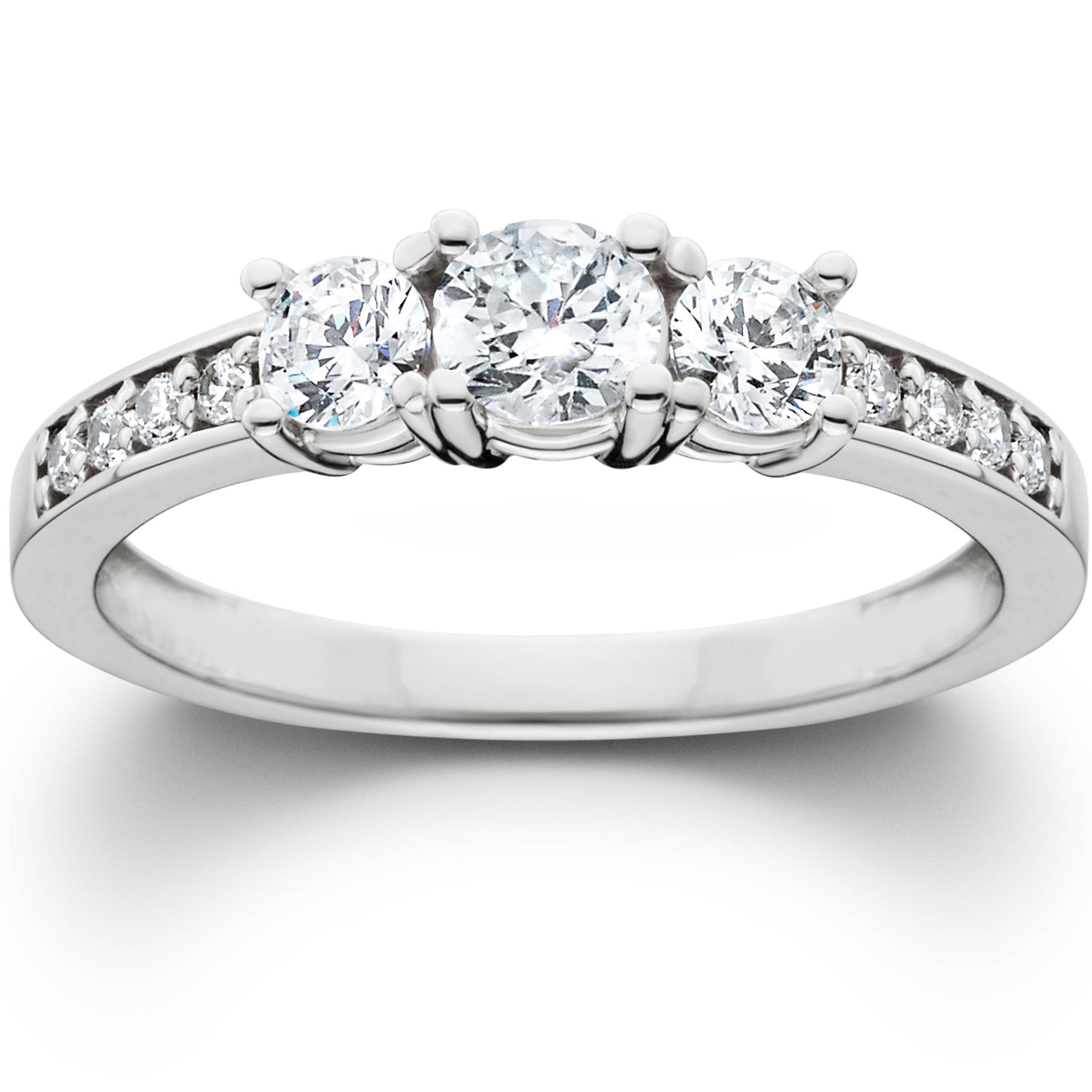 1ct 3 stone ring 14k white gold