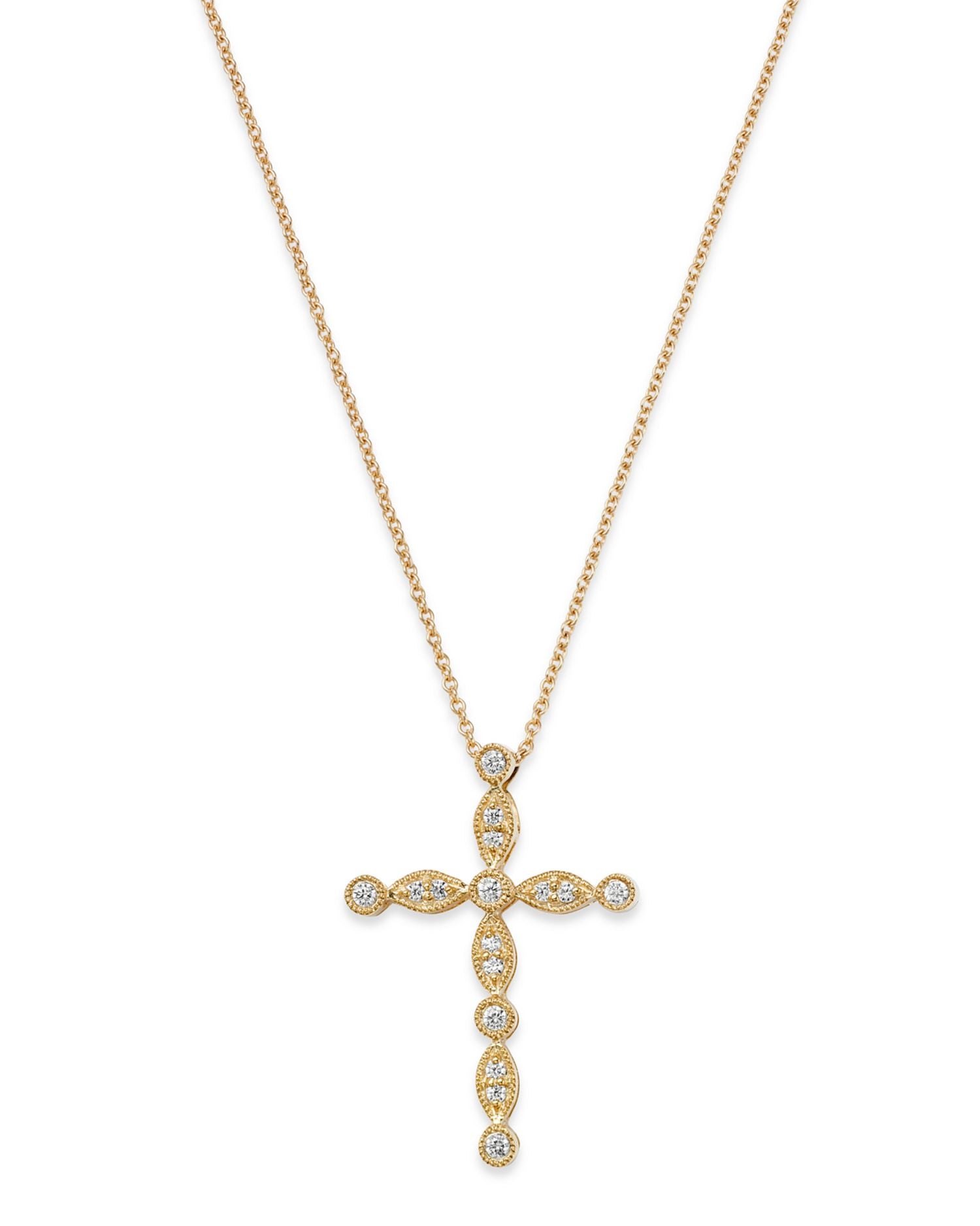 Diamond Cross Pendant Necklace in 14K Yellow Gold, 0.10 ct. t.w. - Exclusive