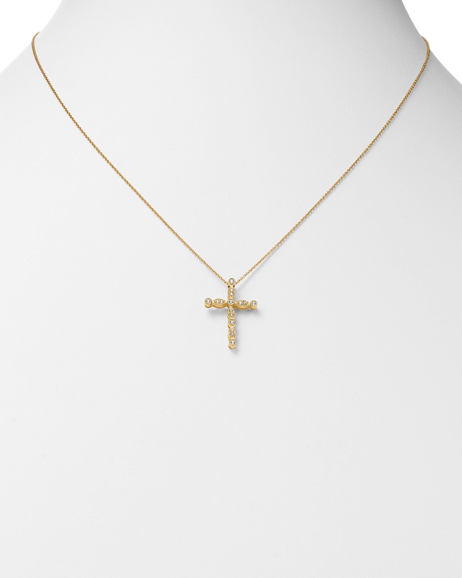 Diamond Cross Pendant Necklace in 14K Yellow Gold, 0.10 ct. t.w. - Exclusive