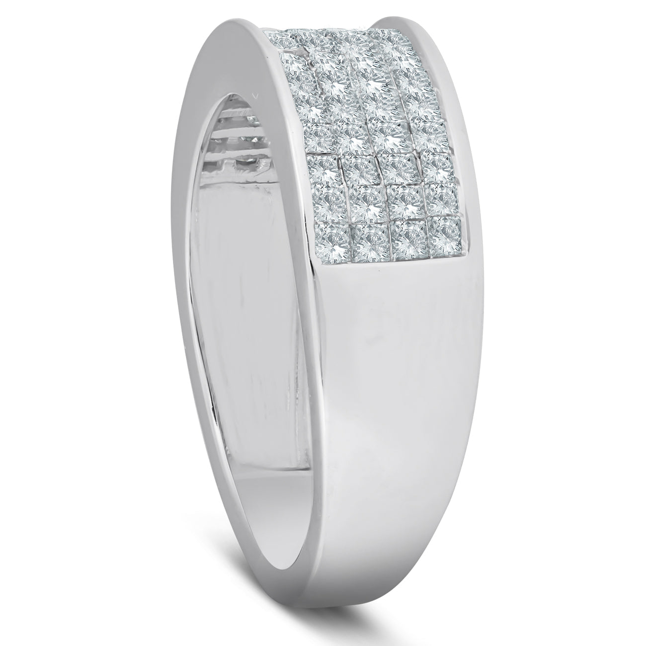 2 Ct Diamond Princess Cut Mens Bling Wedding Anniversary Ring 10k White Gold