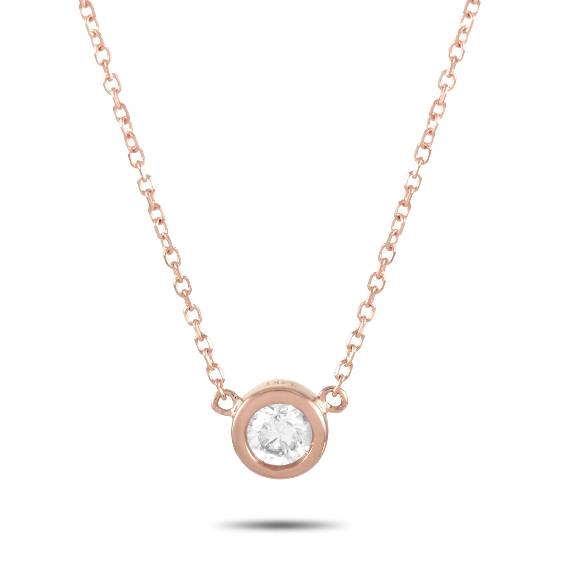 14K Rose Gold 0.20 ct Diamond Pendant Necklace