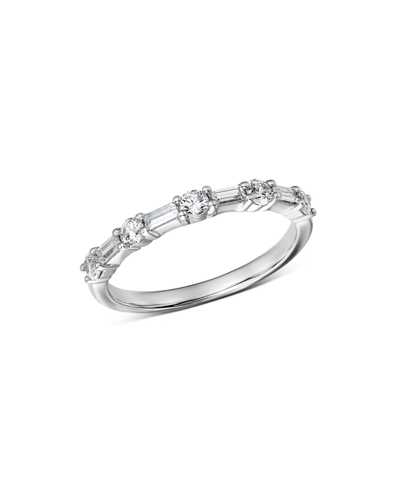 Diamond Baguette & Round Band in 14K White Gold, 0.50 ct. t.w. - Exclusive
