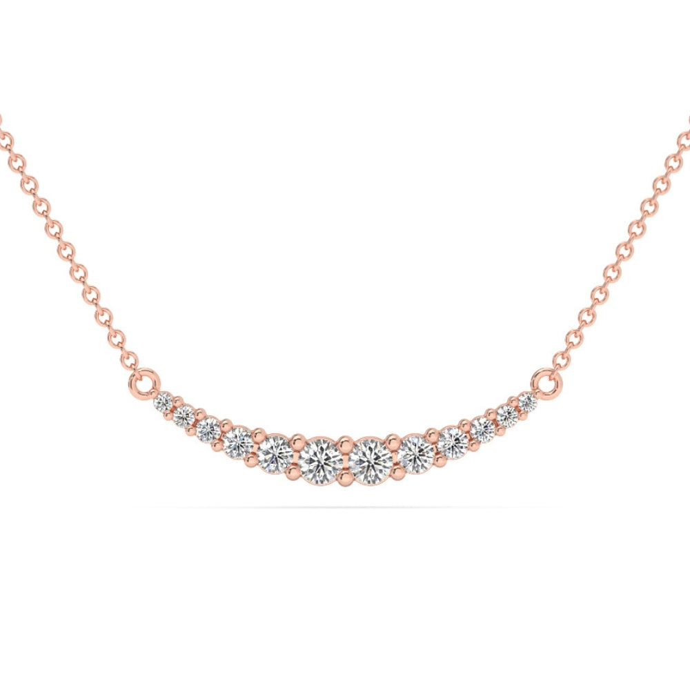 1/2 ct TW Diamond Graduated Bar Necklace 14k Gold Lab Grown Pendant 28mm