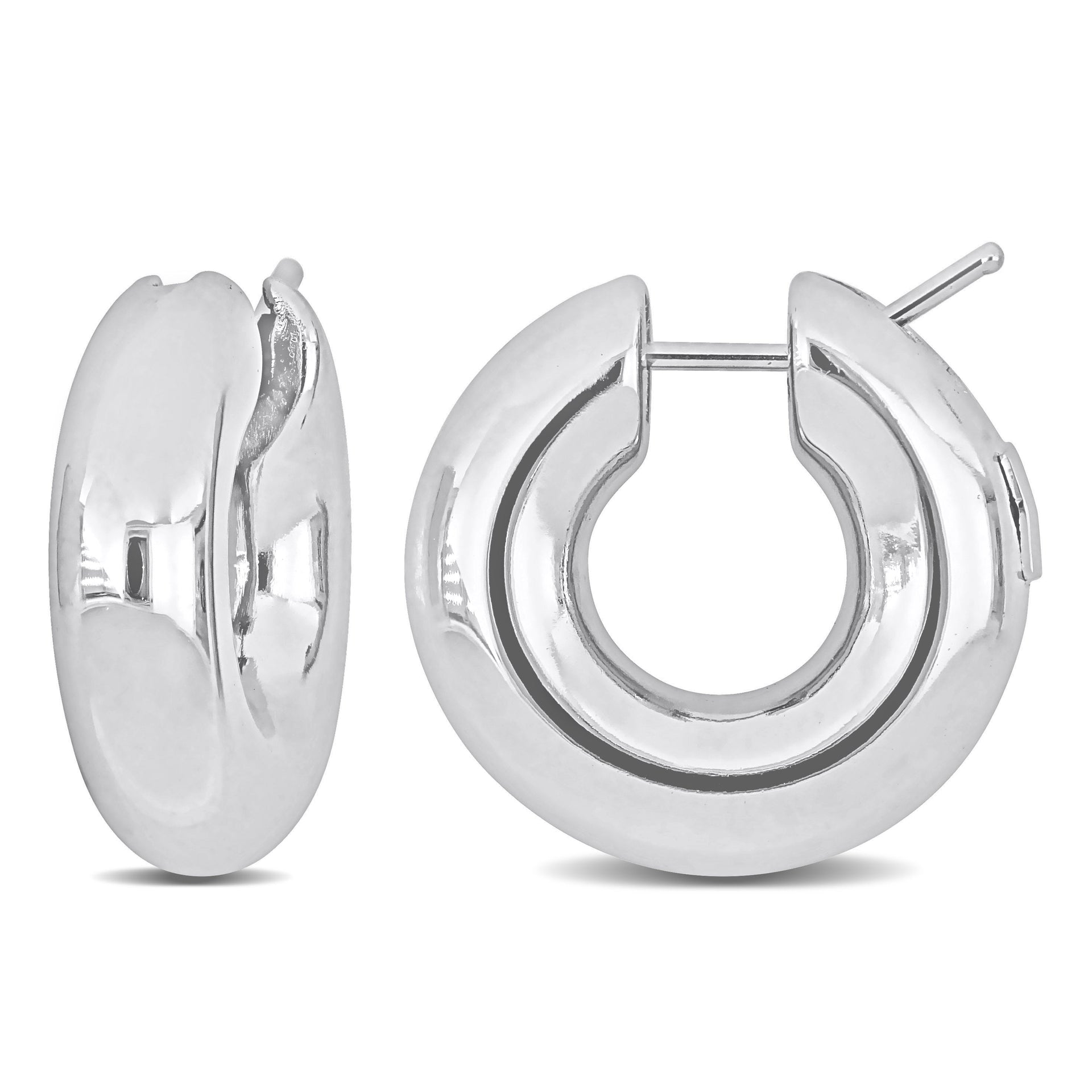 Mimi & Max 21mm Polished Hollow Hoop Earrings in 14k White Gold