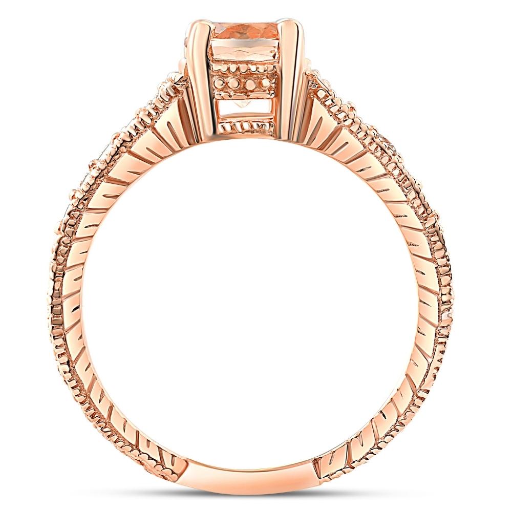 1 Ct Morganite & Diamond Vintage Engagement Ring in 14k Rose Gold
