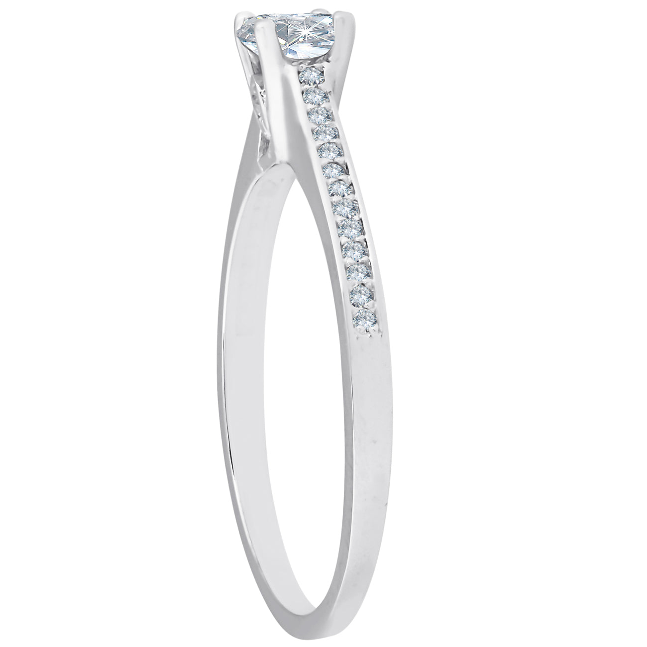 1/2 Ct Diamond Engagement Ring With Side Stones 14k White Gold
