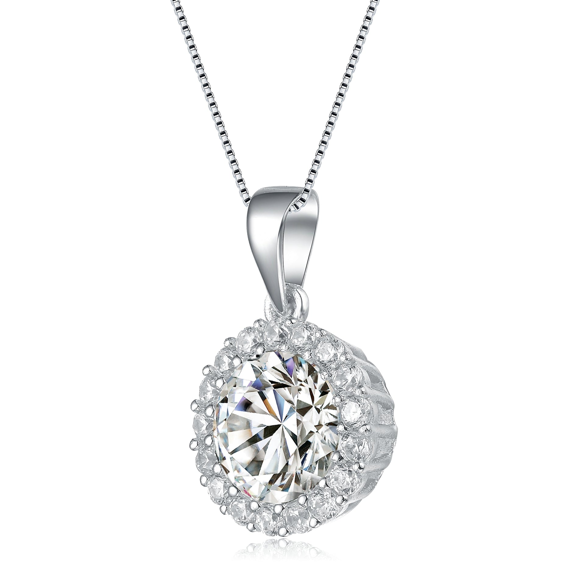 C.z. Sterling Silver Round Pendant
