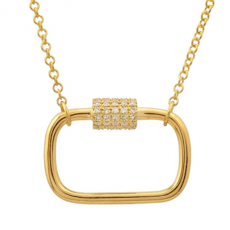 Gold Diamond Screw Clasp Thin Chain Necklace