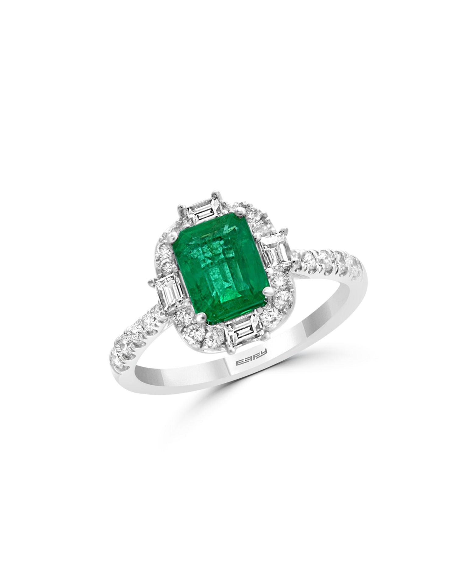 Emerald & Diamond Cocktail Ring in 14K White Gold - Exclusive