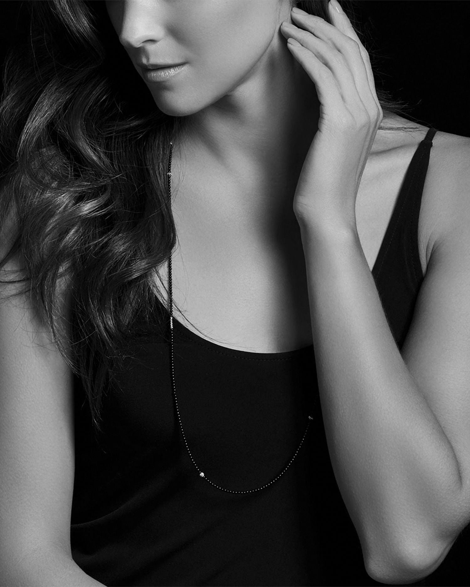 Sterling Silver Caviar Icon Hematite Strand Necklace, 34"