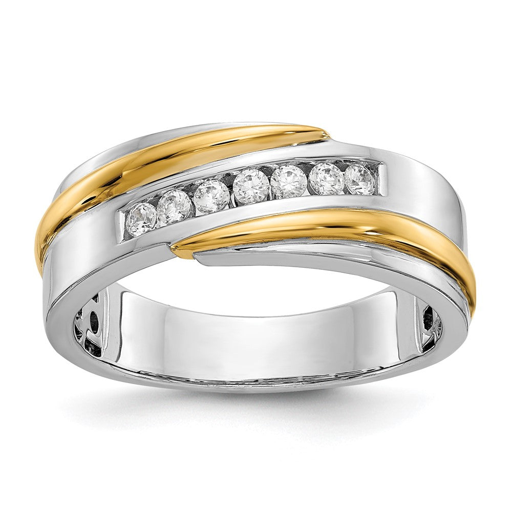 14k Two-tone Lab Grown Diamond Wedding Band Ring 0.33ct Clarity- VS Color- D-E