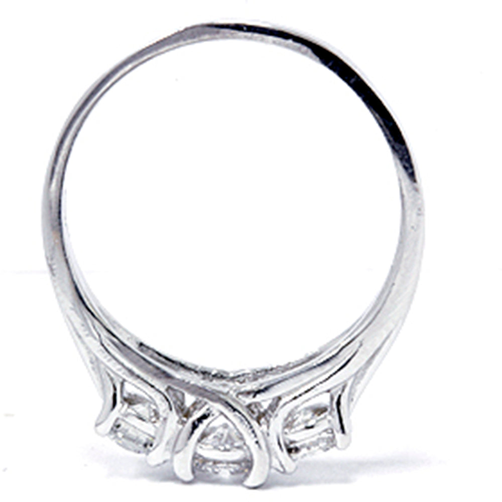 1ct Three Stone Diamond Ring 14K White Gold