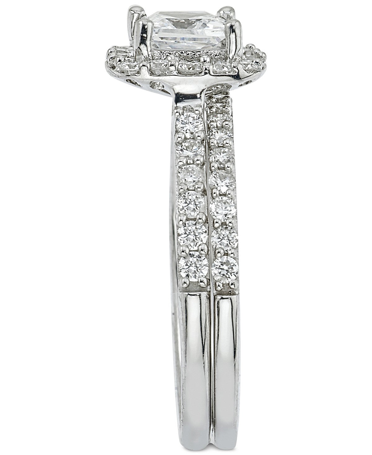 2 ct Princess Cut Halo Diamond Engagement Ring Wedding Set 14k White Gold