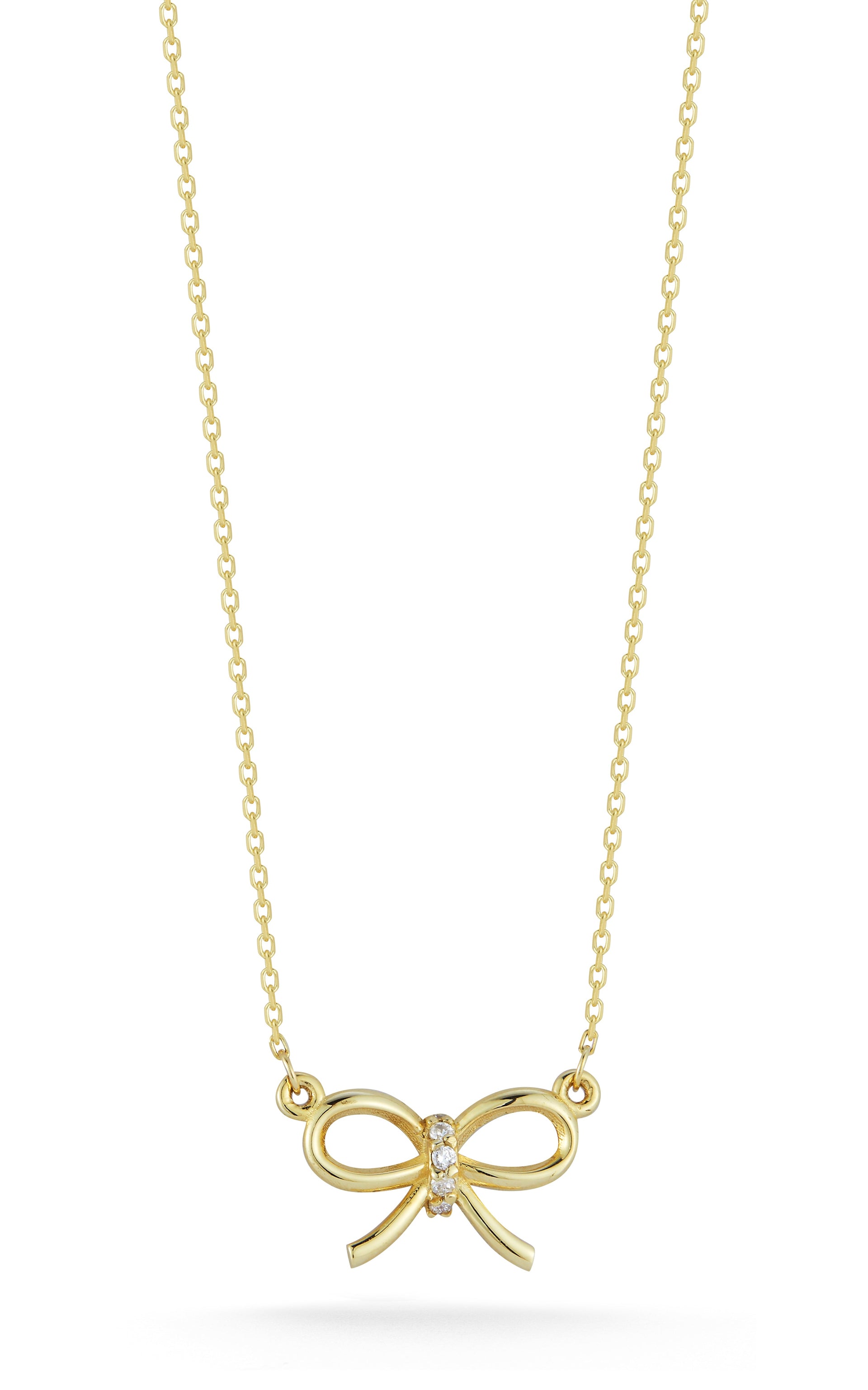 14K Gold & Diamond Bow Necklace
