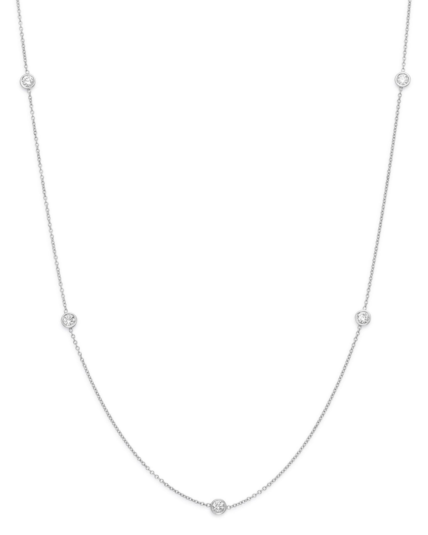 Diamond Station Necklace in 14K White Gold, .50 ct. t.w. - Exclusive