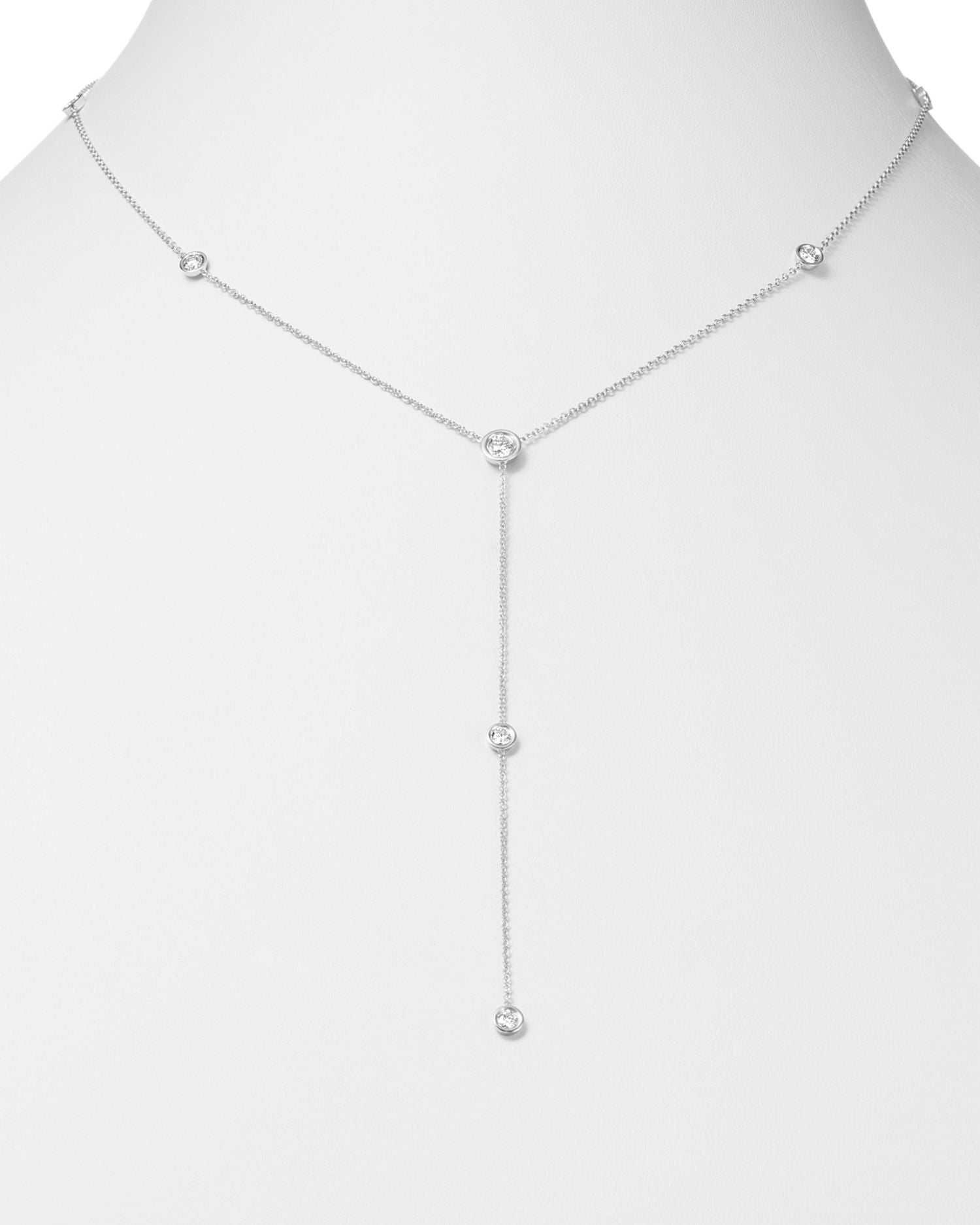 Diamond Station Lariat Necklace in 14K White Gold, 0.75 ct. t.w. - Exclusive