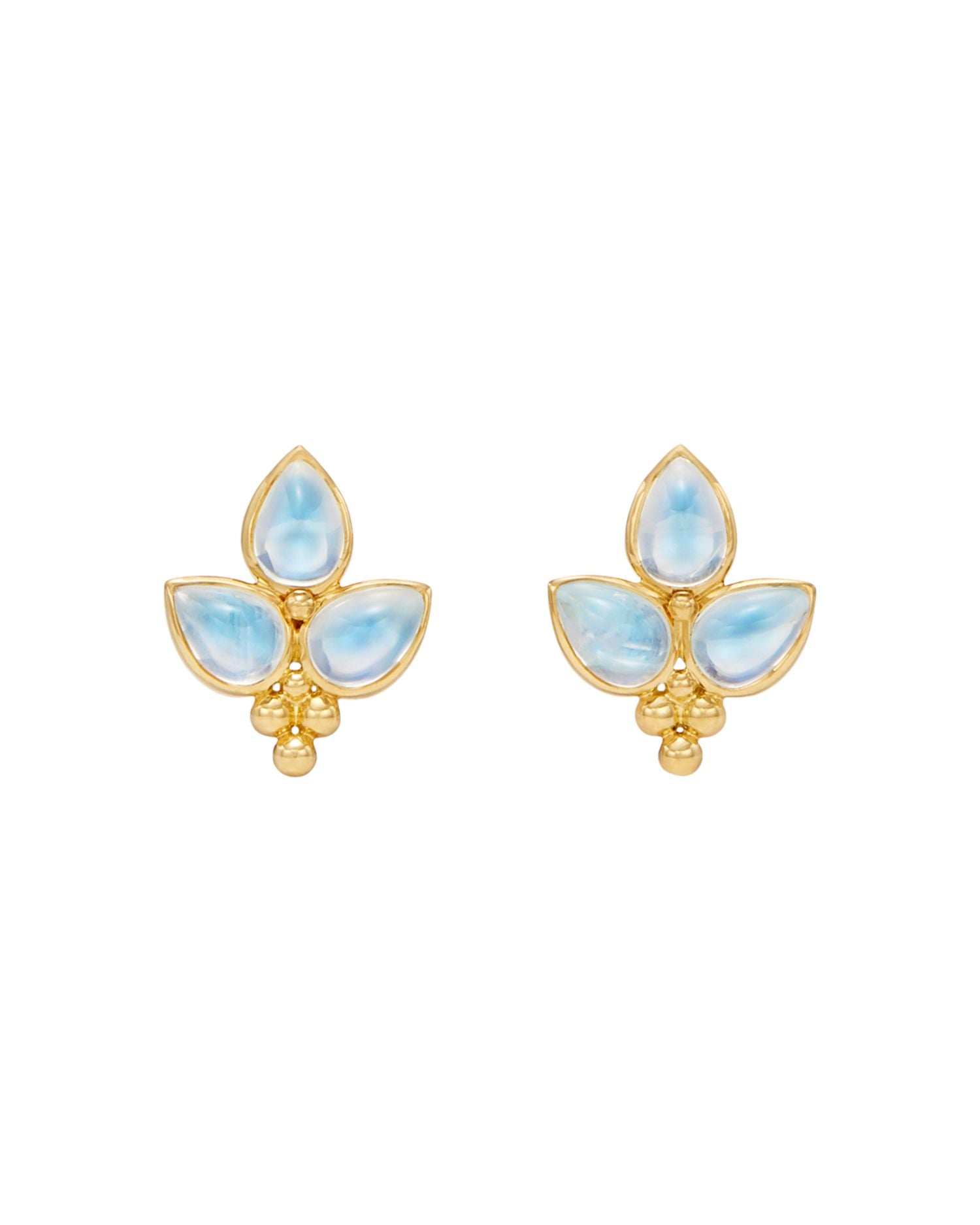 18K Yellow Gold Foglia Trio Blue Moonstone Earrings