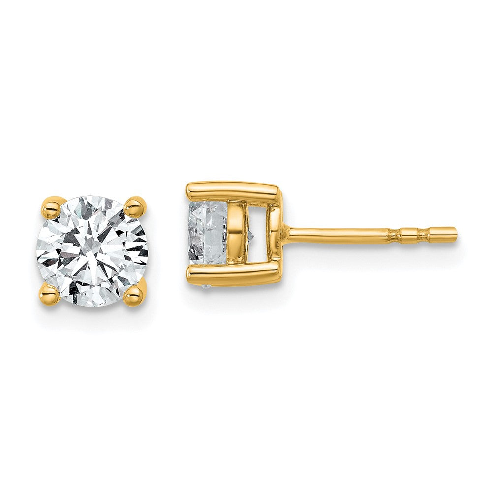 14k Yellow Gold 1 3/8 CT Round Lab Grown Diamond Stud Earrings VS Clarity G-H Color