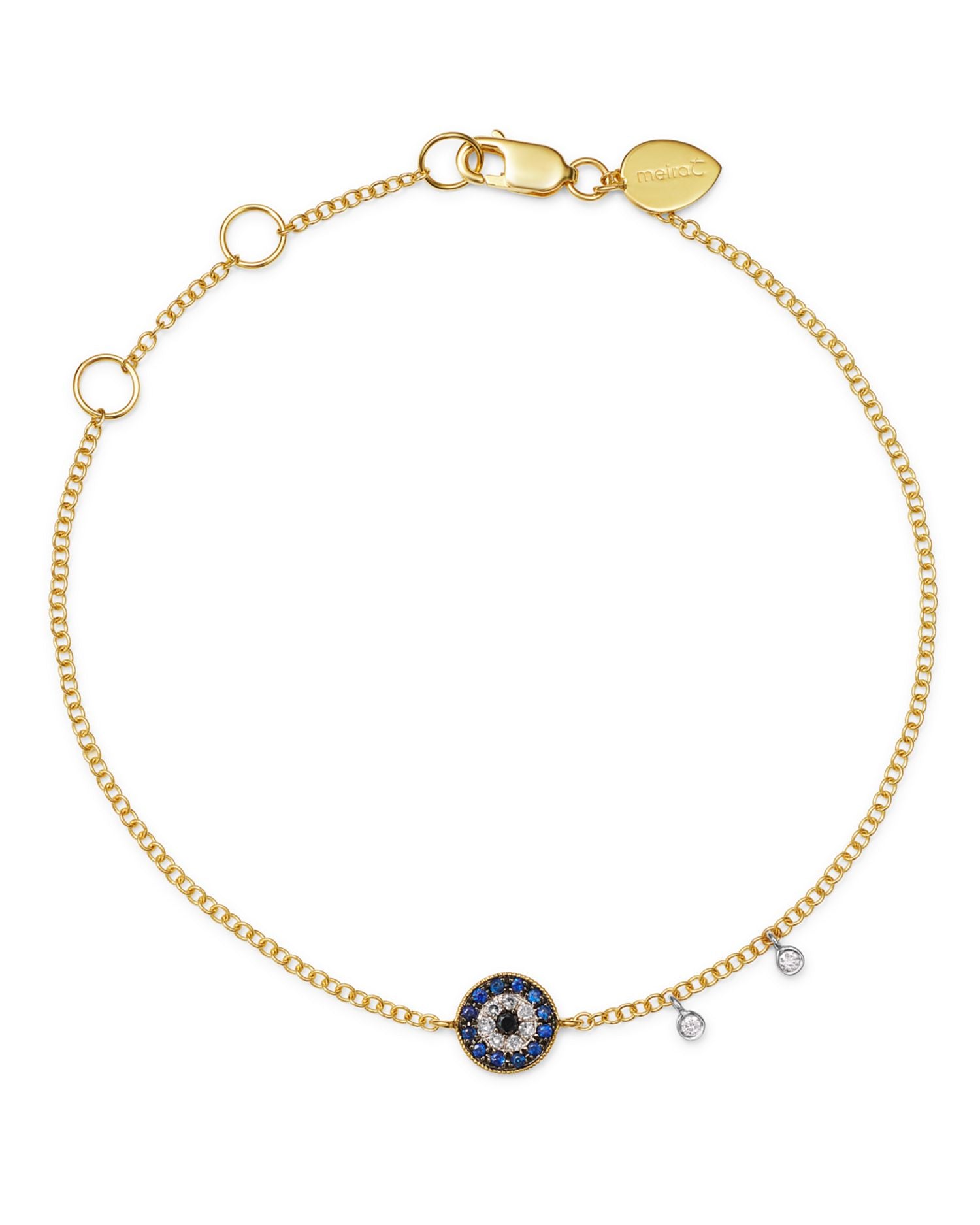 14K Yellow Gold & 14K White Gold Blue Sapphire & Diamond Evil Eye Bracelet