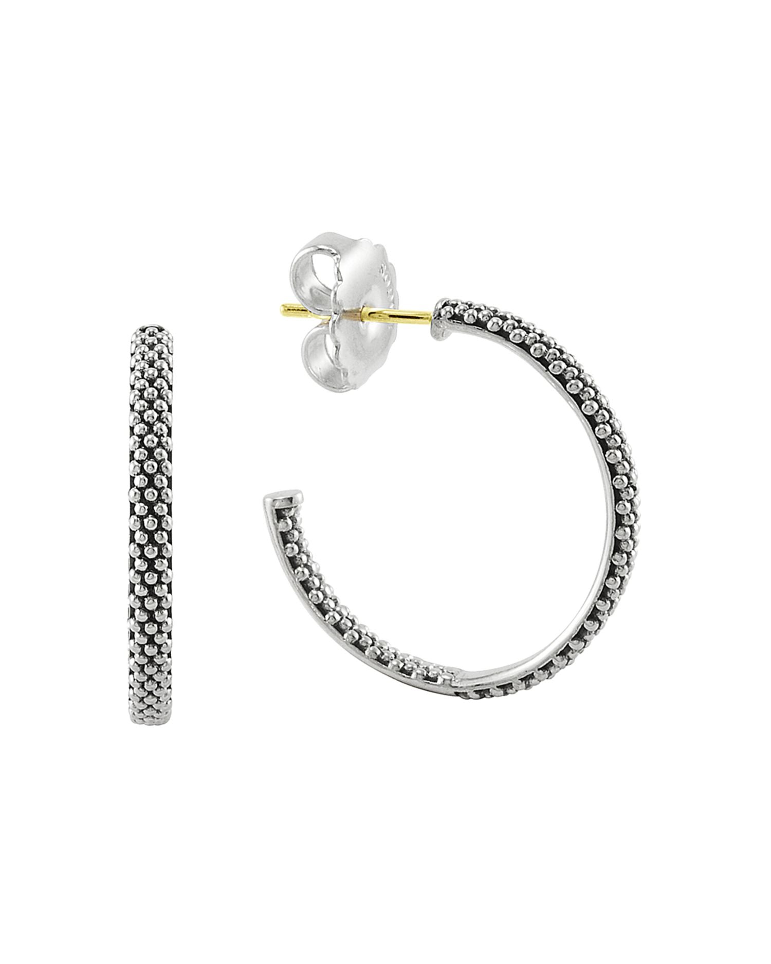 Sterling Silver Signature Caviar Hoop Earrings