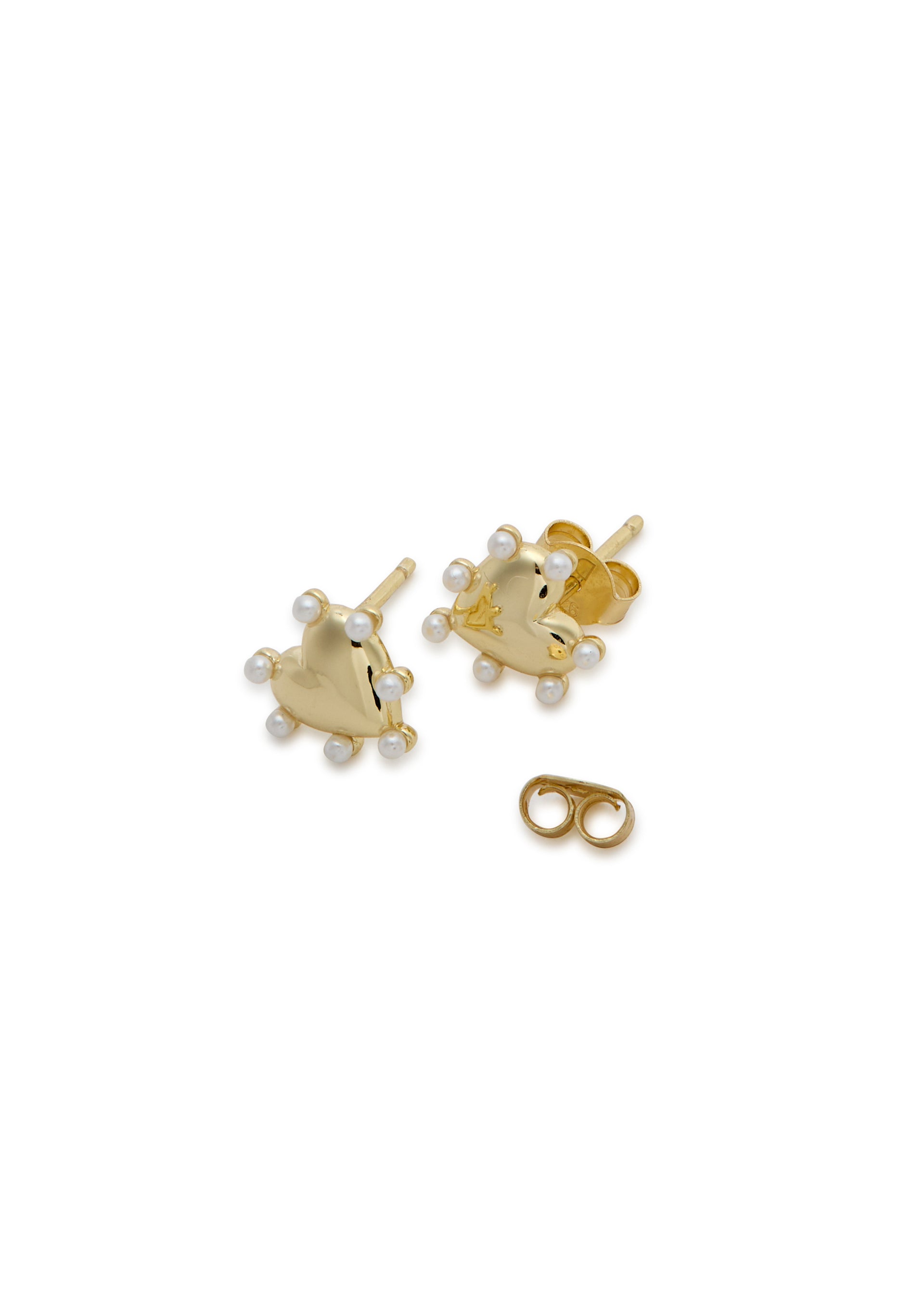 Heart 18kt gold-plated stud earrings