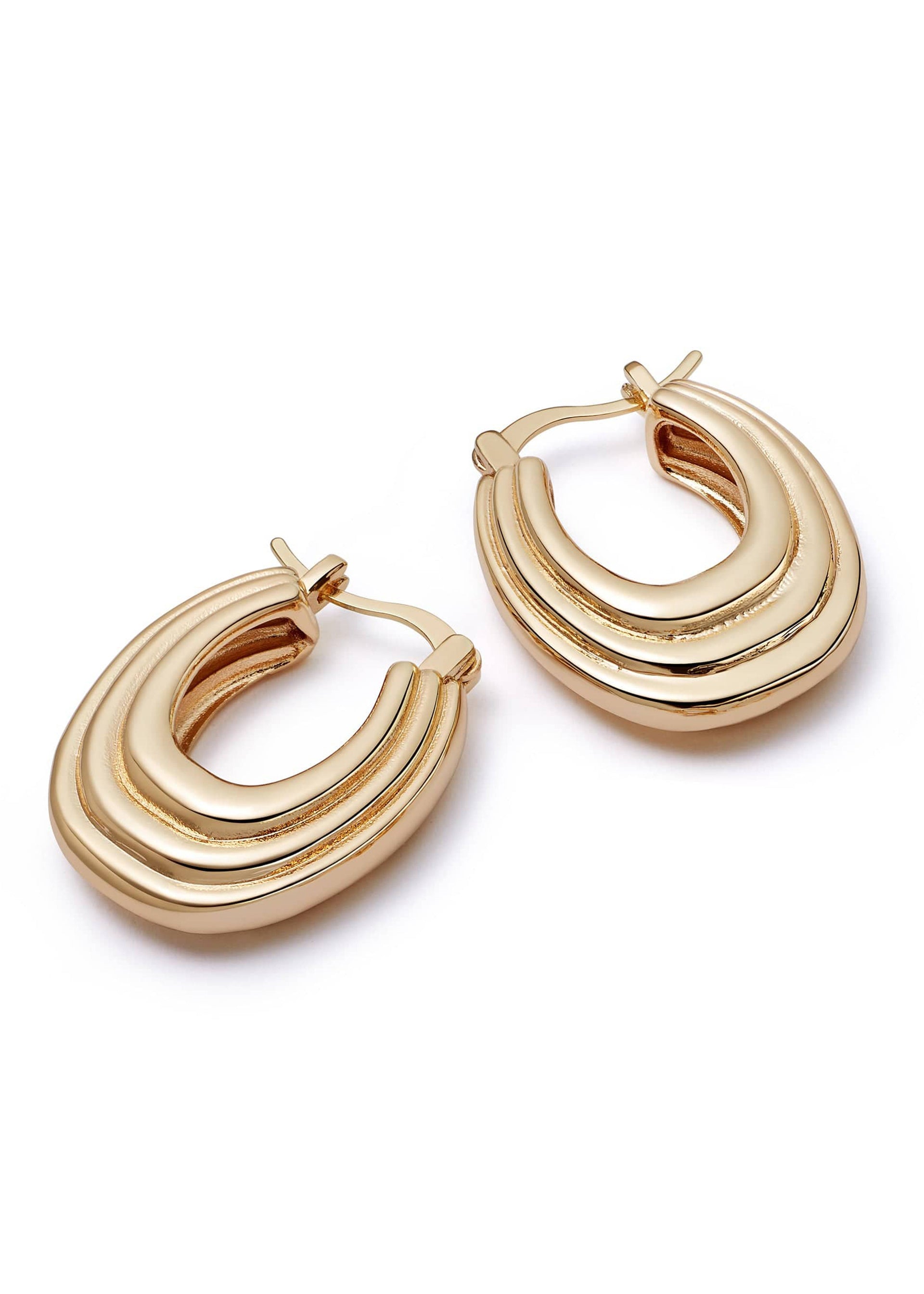 X Polly Sayer Chunky Ridge 18kt gold-plated hoop earrings