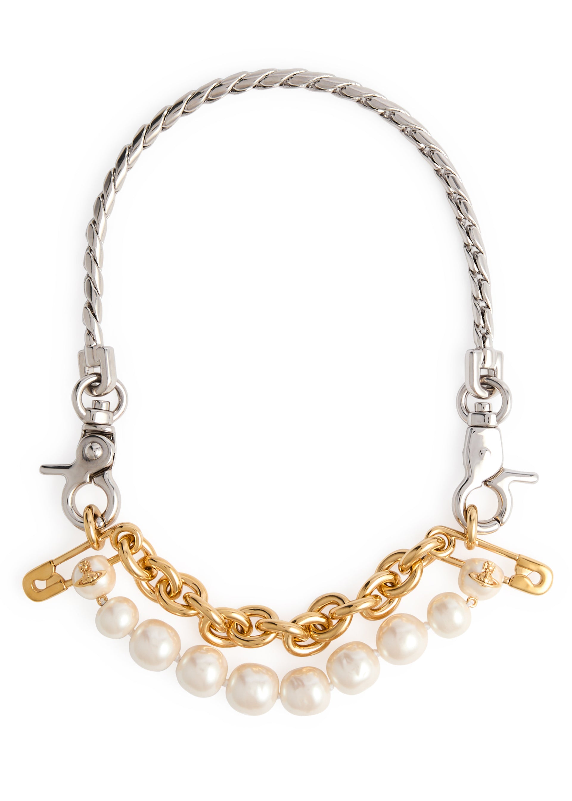 Claude large beaded pearl and chain necklace