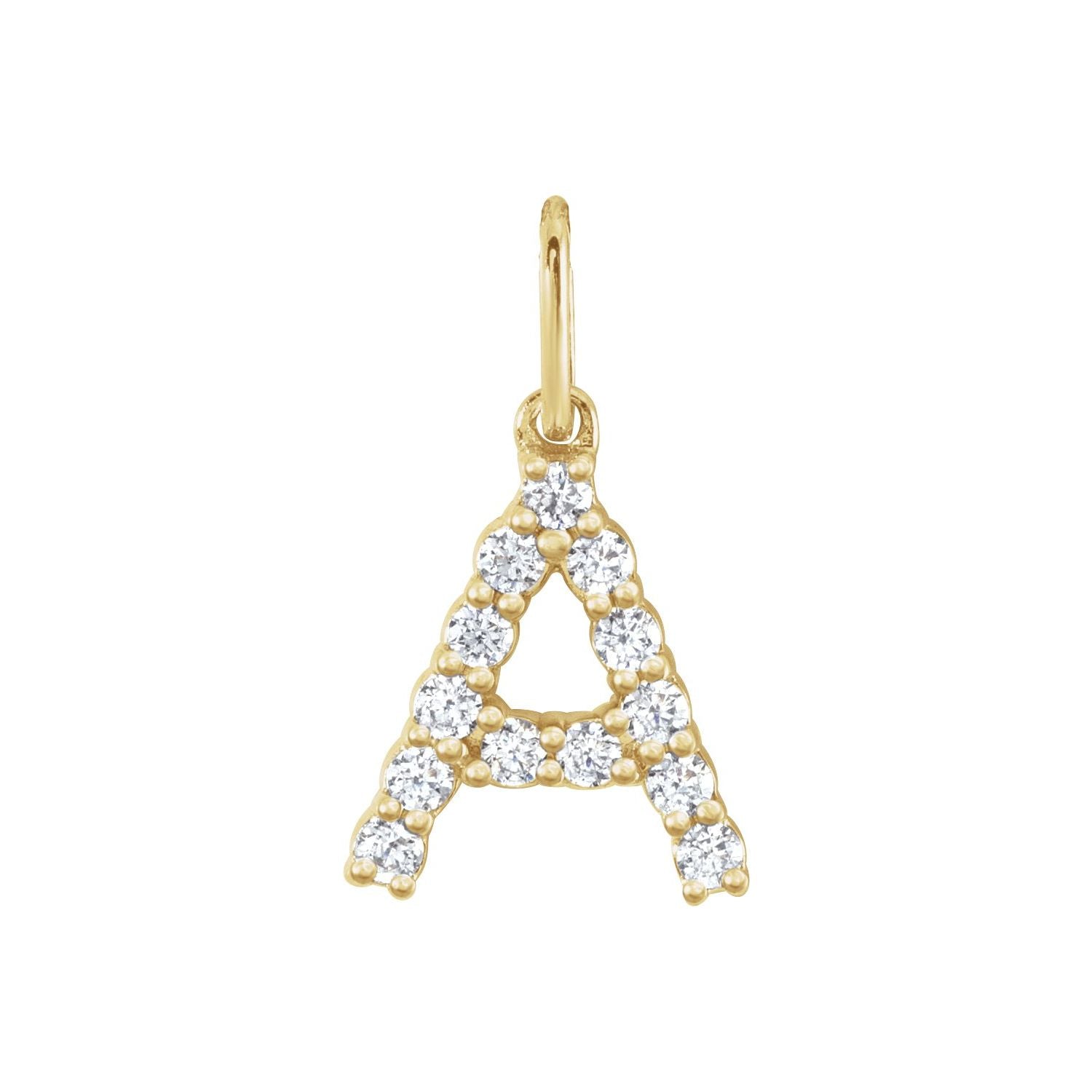 14k Yellow Gold 1/5ct Lab-grown Diamond Initial A Pendant