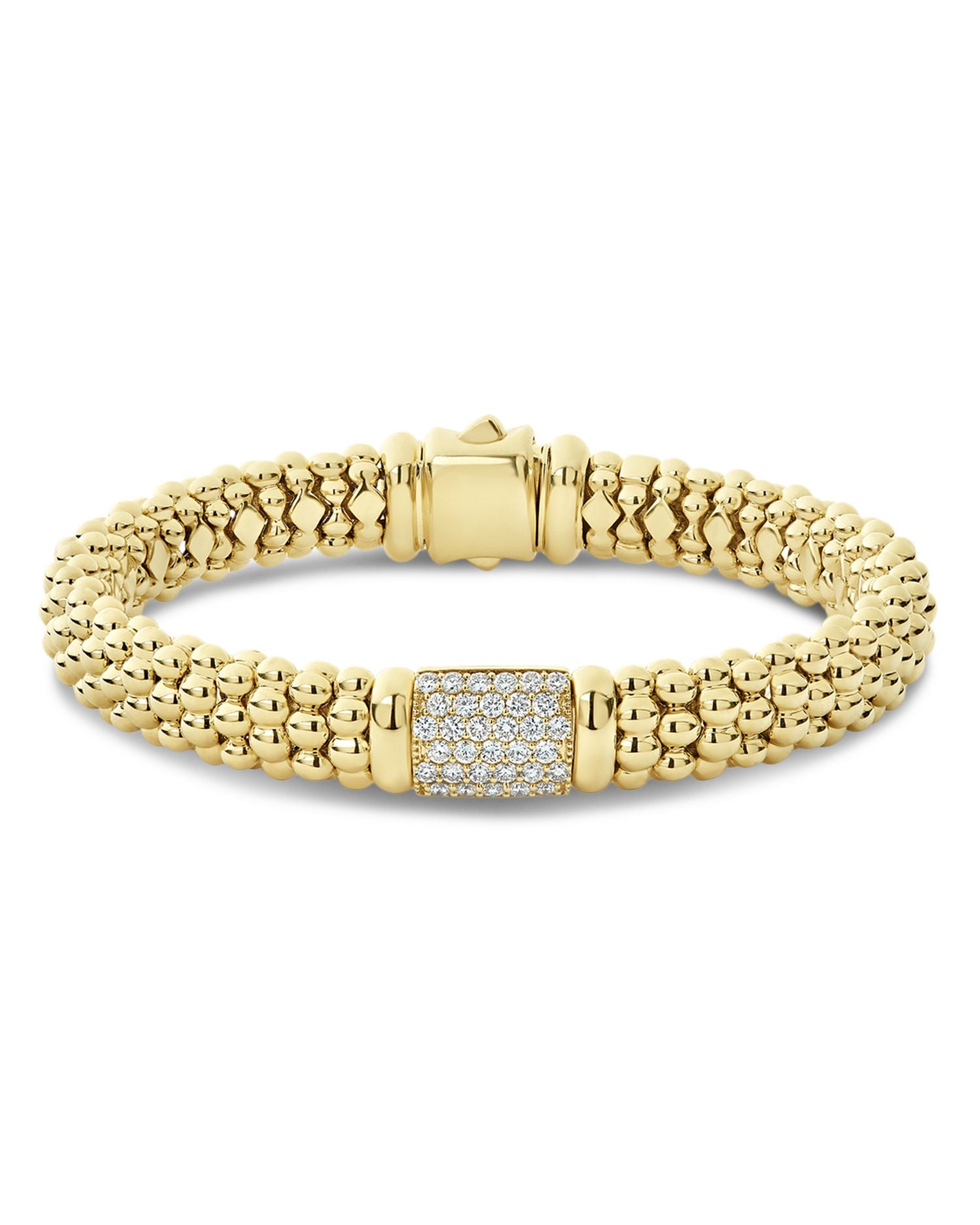 18K Yellow Gold Caviar Gold Pavé Diamond Bracelet