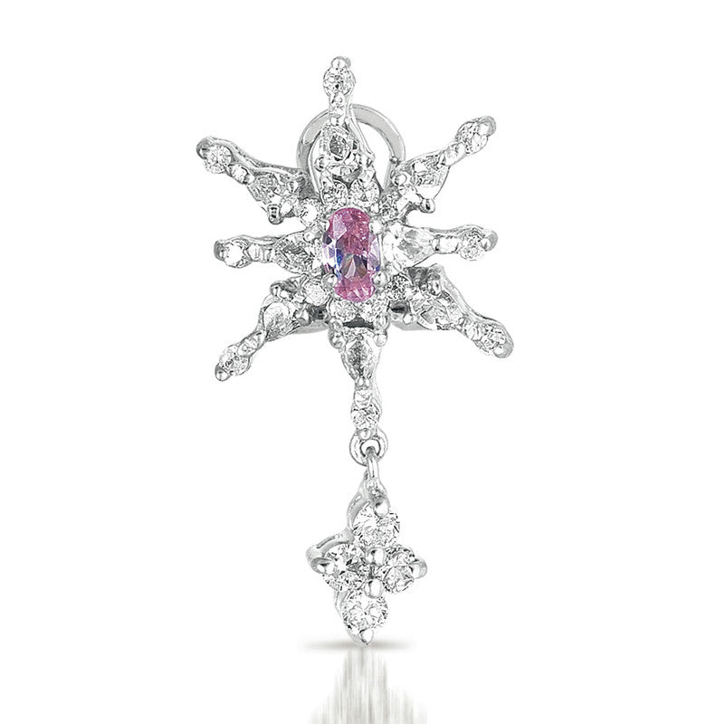 GENEVIVE Sterling Silver Purple Cubic Zirconia Star Drop Earrings