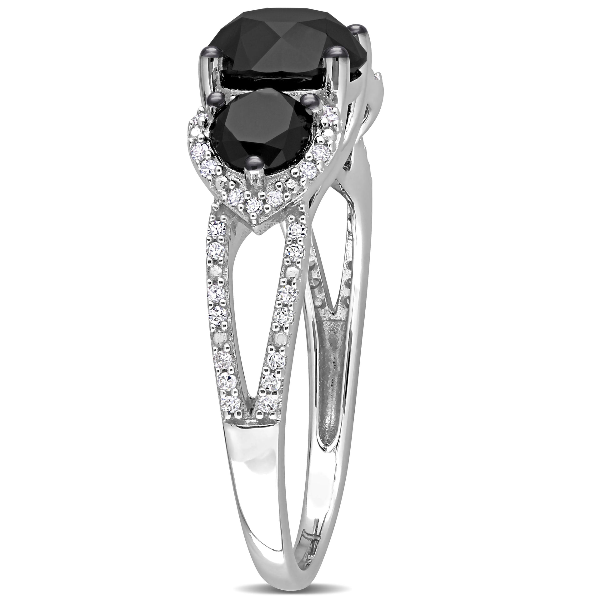 Mimi & Max 3ct TDW Black White Diamond 3-stone Ring 10k Gold With Black Rhodium Plating