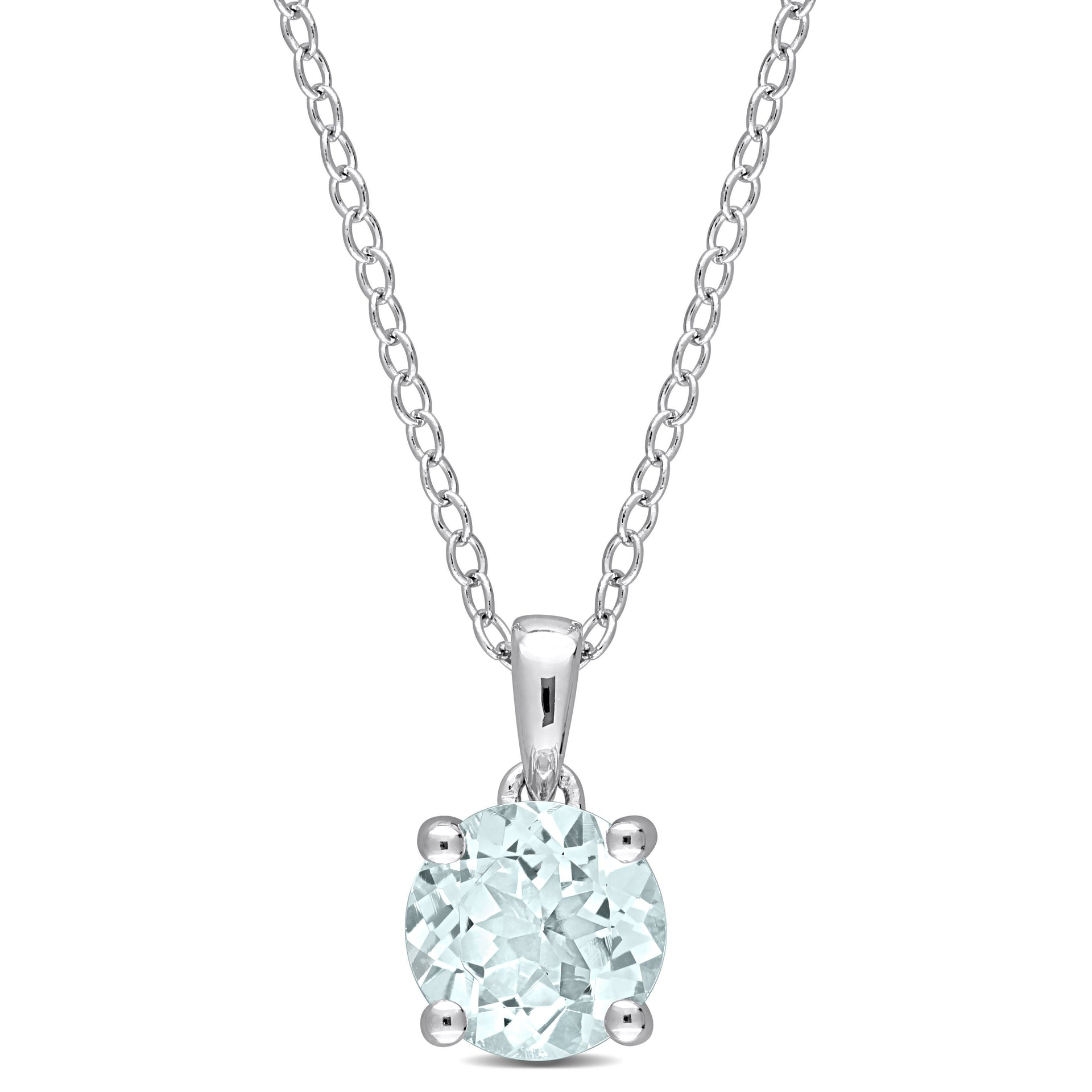 Mimi & Max 1 1/7ct TGW Aquamarine Solitaire Pendant with Chain in Sterling Silver
