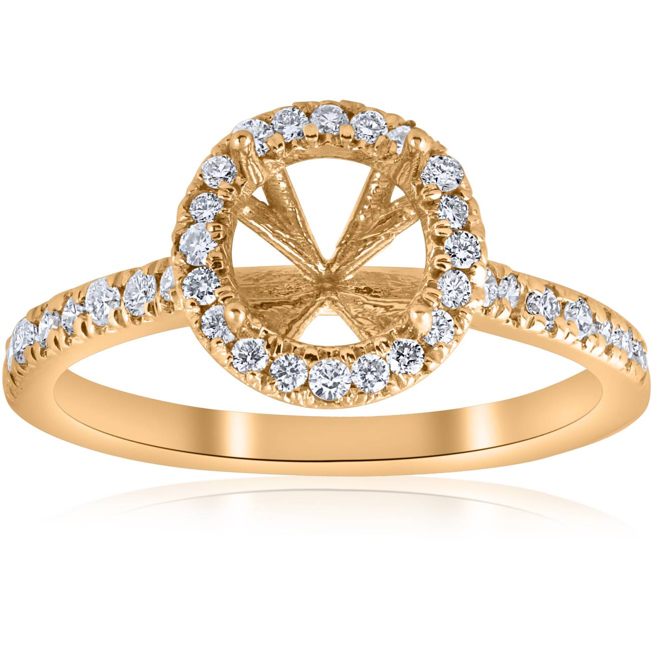 .36ct Halo Diamond Engagement Semi Mount 14k Yellow Gold Ring Setting 6