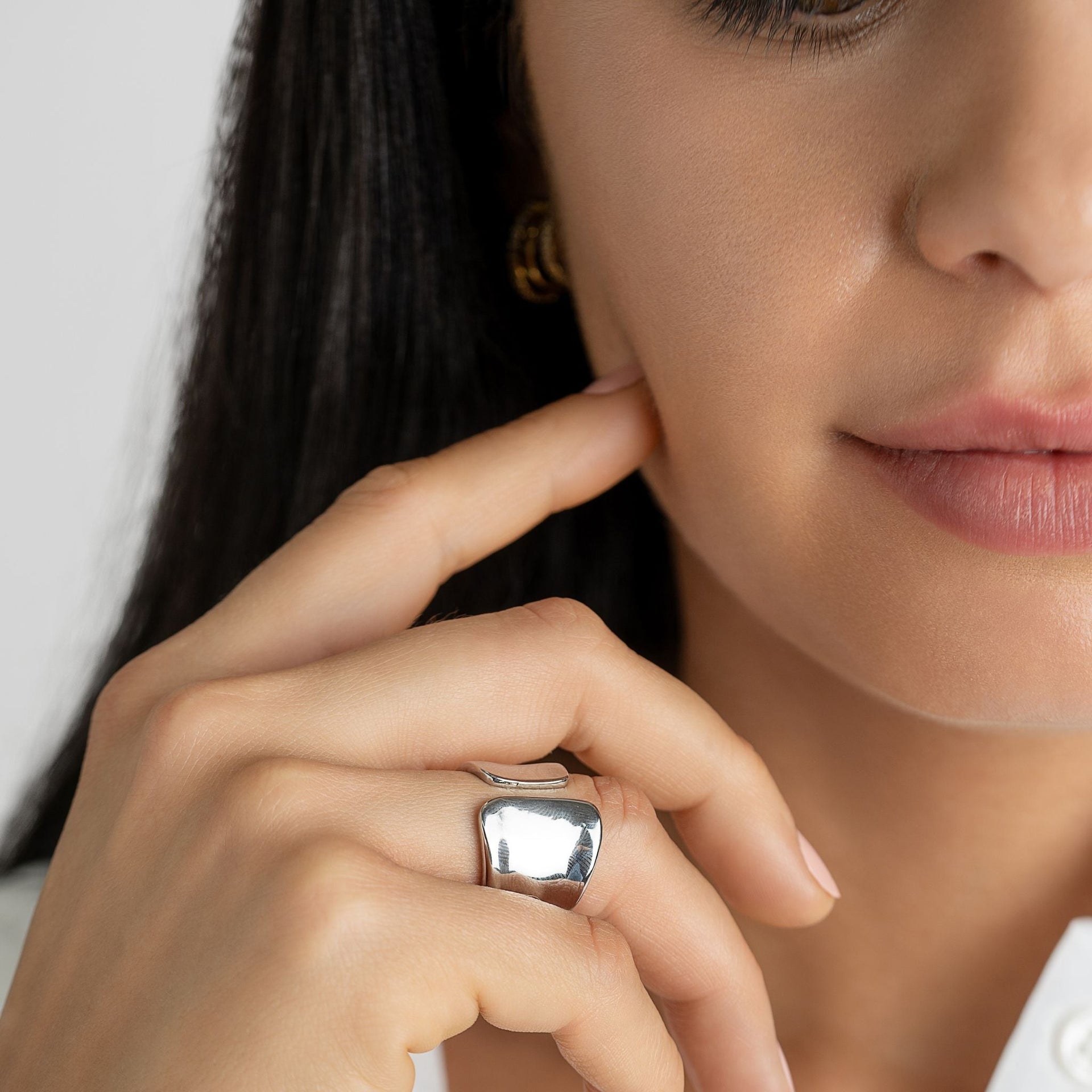 Silver Plated Tall Open Band Ring