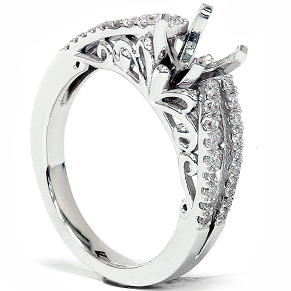 3/8 ct Vintage Diamond Engagement Ring Setting 14K White Gold