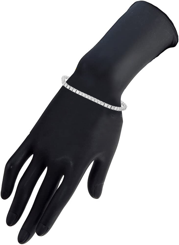 5 cttw SI2-I1 Princess Diamond Tennis Bracelet 14K White Gold 7 Inches Square