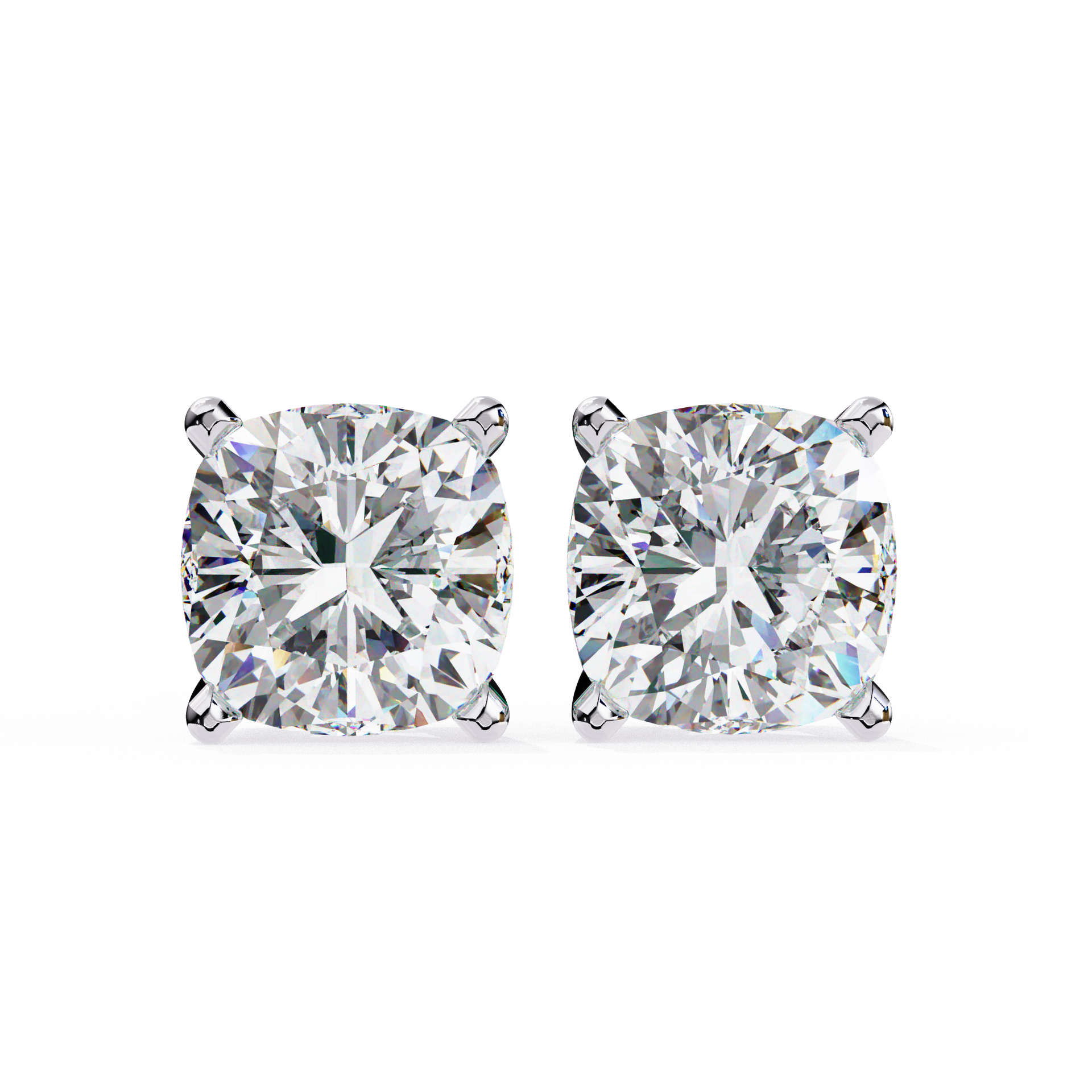 Cushion-Cut Lab-grown Diamond Stud Studs in 10K White Gold