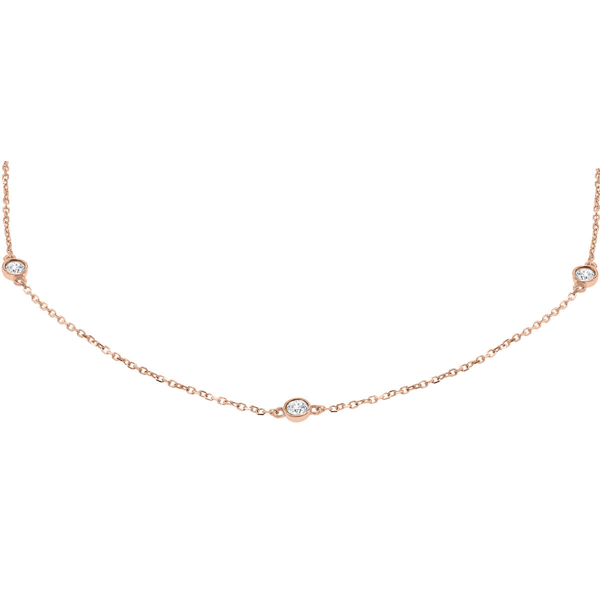 1/2 Carat Tw Bezel Set Diamond Station Necklace In 14K