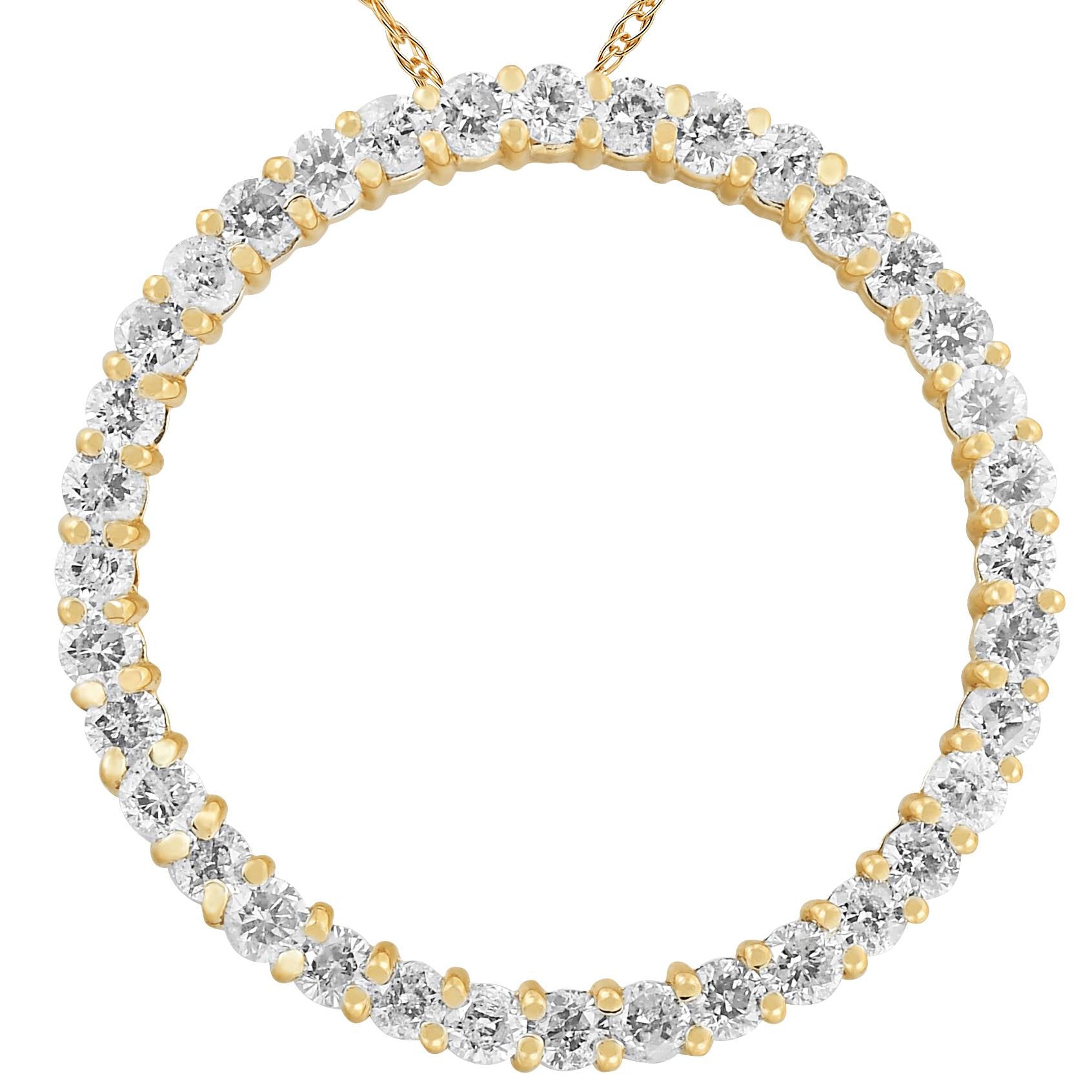 2 CT Circle Eternity 14K Yellow Gold Diamond Pendant
