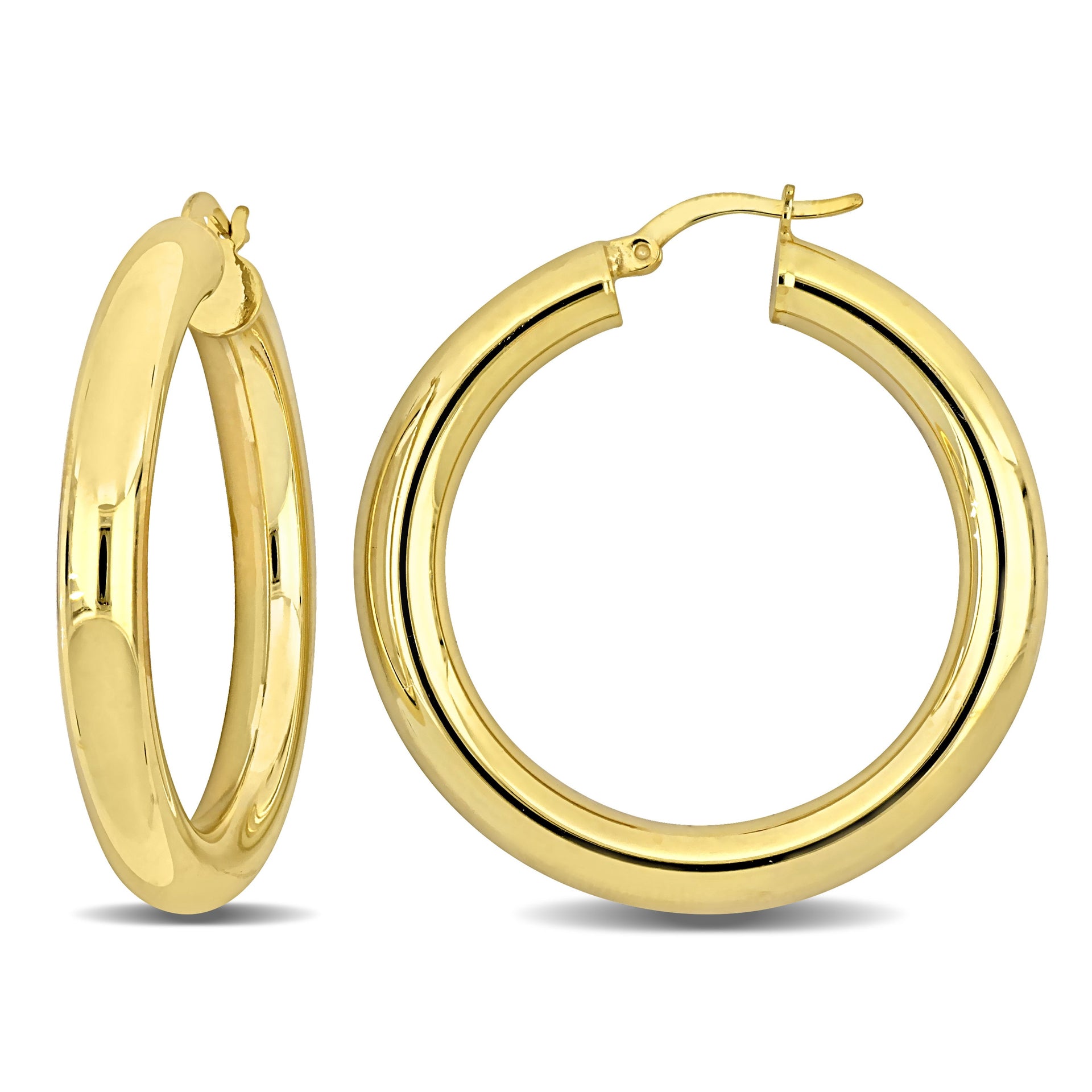 Mimi & Max 40x5mm Hoop Earrings in Yellow Plated Silver