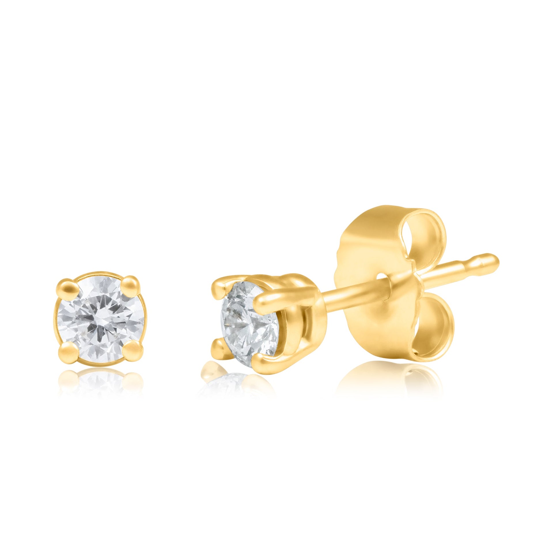 14k Yellow Gold Diamond Stud Earrings